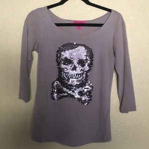 Betsy Johnson sequin skull shirt